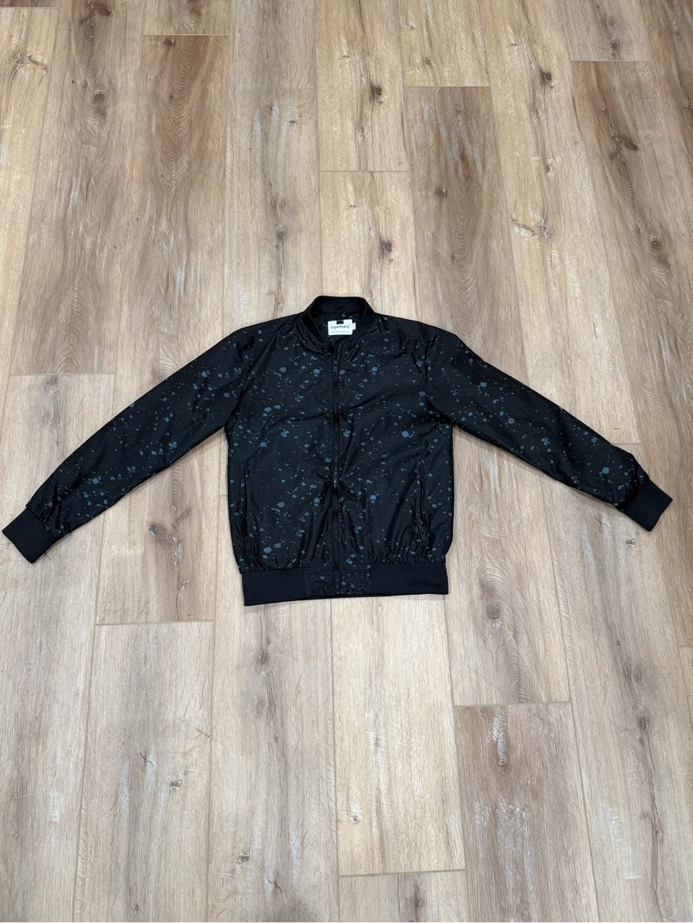 Topman Bomber Jacket in Black Splatter Print - Unbranded